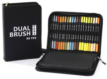 Set carioci pentru copii set pentru pictura si contur 60 culori ambalaj CD maner alb 