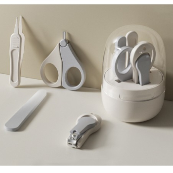 Set Ingrijire Unghii pentru Bebelusi Flippy Cutie de Depozitare in Forma de Borcan 13.6x8x2 cm Alb-Transparent 
