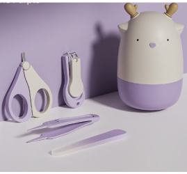 Set Ingrijire Unghii pentru Bebelusi Flippy Cutie de Depozitare in Forma de Cerb 11x6x11 cm Mov 