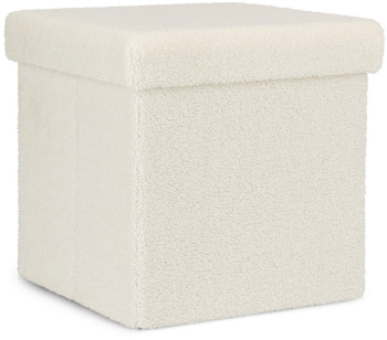 Taburet textil alb buclat Joris 38x38x38 cm 