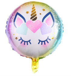 Balon din Folie Metalizata Flippy Mini Figurina Rotunda Model Unicorn Happy Birthday Tematica Aniversare 45 cm Ambalaj Individual Pa 