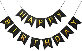 Banner Happy Birthday 100x200 cm Flippy Dimensiune Stegulet 11.5x16.5 cm Rola de Ata Inclusa Negru 