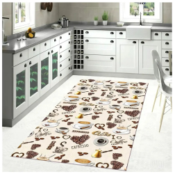 Covor bucatarie cu model cu espresso 