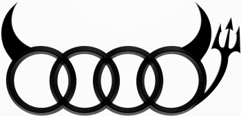 Emblema Logo Audi Demon Negru Spate dimensiune 100mm Imprimat 3D 