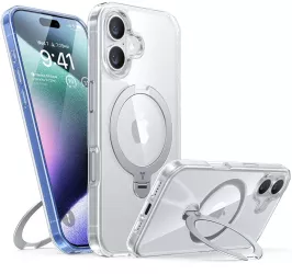 Husa pentru iPhone 16 - Torras Ostand Spin Series - Clear 