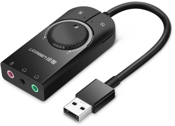 Placa de sunet stereo USB la 2xJack 3.5sound si 1x3.5mic 15cm UGREEN