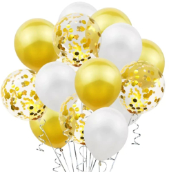 Set 15 baloane pentru petrecere Flippy alb/auriu 30 cm 