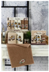 Set 3 prosoape de bucatarie mici cu model cafea 