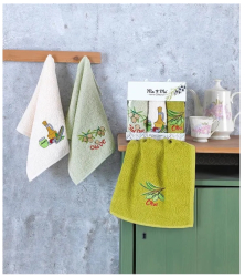Set 3 prosoape de bucatarie mici cu model masline