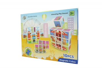 Set inteligent de cuburi magnetice pentru copii 10 piese cutie depozitare puzzle parc de distractii +3 ani multicolor 