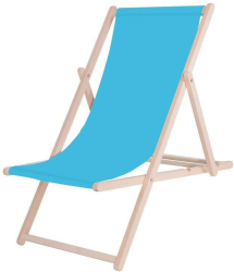 Sezlong pentru gradina Springos lemn reglabil pliabil albastru 58x124 cm