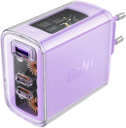 Acumulator pentru Priza 2 X USB-C USB GaN PD65W - Acesfast A45 - Purple