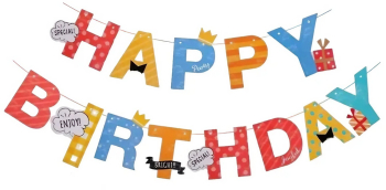 Banner Happy Birthday 100x200 cm Flippy Rola de Ata Inclusa Tematica Aniversare Multicolor 