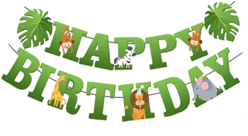 Banner Happy Birthday 100x200 cm Flippy Rola de Ata Inclusa Tematica Jungle Verde 
