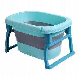 Cada Pliabila pentru Baie Flippy din PP+TPE pentru Copii 0-6 Ani cu Picioare Suport de Sezut Scurgere Etans 48.5x25x72 cm Albastru 