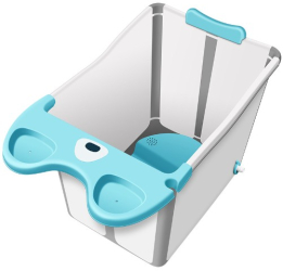 Cada Pliabila pentru Baie Flippy din PP+TPE pentru Copii +6 Luni Model Ursulet Scaun de Interior Detasabil 82 x 50 x 54 cm Albastru 