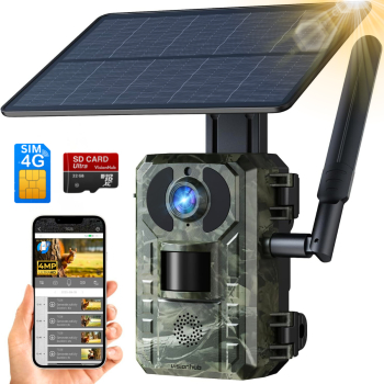 Camera de Supraveghere pentru Vanatoare Trail 4G VisionHub® cu Lentila de 4MP alimentate cu energie solara vizualizare live si alert 