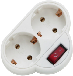 Distribuitor 1 la 2 schuko cu intrerupator Delight 