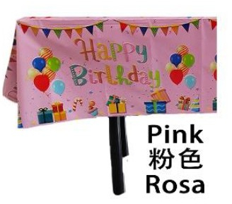 Fata de masa din folie cu Happy birthday roz+137274cm 