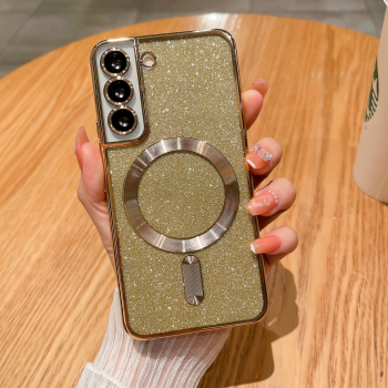 Husa de Protectie 2 in 1 Flippy pentru Samsung Galaxy S23+ Glitter Chrome Magsafe din TPU Magnetica cu Protectie Lentila Auriu 