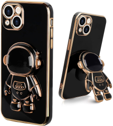 Husa de Protectie TPU 2in1 Flippy pentru Apple iPhone 15 Plus Astronaut cu Suport Antisoc Rezistenta la Impact Protectie Camera Negru 