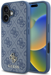 Husa pentru iPhone 16 - Guess 4G Small and Classic Logo MagSafe GUHMP16SP4SM4MB - Blue 