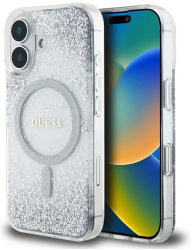 Husa pentru iPhone 16 - Guess Hardcase Resin Gradient Glitter MagSafe GUHMP16SRGRGES - Silver 