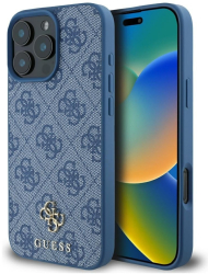 Husa pentru iPhone 16 Pro - Guess 4G Small and Classic Logo MagSafe GUHMP16LP4SM4MB - Blue 