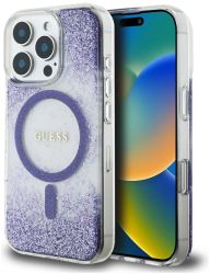 Husa pentru iPhone 16 Pro Max - Guess Hardcase Resin Bottom Glitter MagSafe GUHMP16XRGRGEU - Purple 