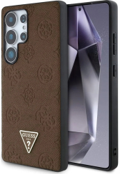 Husa pentru Samsung Galaxy S25 Ultra - Guess Peony Grained Hot Stamp Triangle Logo MagSafe GUHMS25LPGBTMW - Brown 