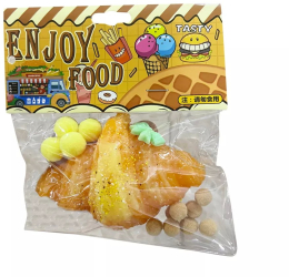 Jucarie Antistres Squishy Flippy cu Revenire Lenta Model Croissant 10x8 cm 90g Ambalaj Transparent Maro 