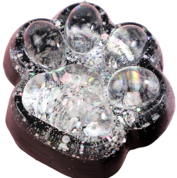 Jucarie Antistres Squishy Flippy cu Revenire Lenta Model Labuta de Pisica cu Sclipici 6.5x6 cm 60g Ambalaj Transparent Alb-Negru 