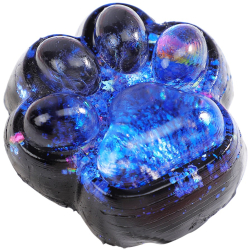 Jucarie Antistres Squishy Flippy cu Revenire Lenta Model Labuta de Pisica cu Sclipici 6.5x6 cm 60g Ambalaj Transparent Albastru-Negru 