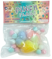 Jucarie Antistres Squishy Flippy cu Revenire Lenta Model Labuta de Pisica Pufoasa 6x6 cm 70g Ambalaj Transparent Multicolor 