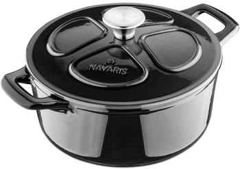 Oala antiaderenta din fonta Navaris pentru plite/cuptoare - 24 cm - 3 5 l - negru 48777.01.01 