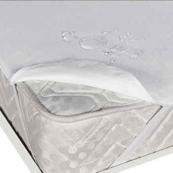 Protectie patut bebe din frotir bumbac 100 impermeabila pentru saltea 60x120 cm Alb 