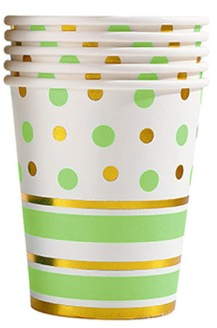 Set 10 pahare de carton model buline colorate 250ml verde 