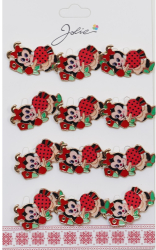 Set 12 Brose Martisor pentru Copii Buburuza pe Flori 