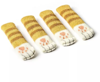 Set 4 buc husa protectie picior scaun model labuta pisicuta Gonga® Galben