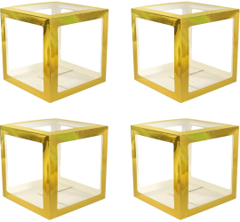 Set 4 Cutii pentru Baloane Flippy Model Simplu Tematica Aniversare Cuburi Decorative din Plastic Accesorii pentru Petrecere 30 x30 cm 