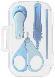 Set 4in1 de Ingrijire Unghii pentru Bebelusi Flippy Cutie de Depozitare Texturata 0-6 Ani 13.6x8x2 cm Albastru 