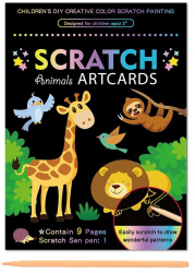 Set 9 Planse Razuibile Flippy Scratch ArtCards +3 Ani de Razuit si de Colorat 19 x 14 cm Model ZOO Multicolor 
