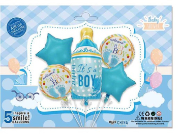 Set Baloane Flippy Model Its a Boy Tematica Gender Reveal pentru Botez Albastru 