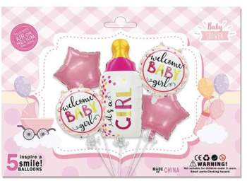 Set baloane it s a girl pentru gender reveal botez roz 