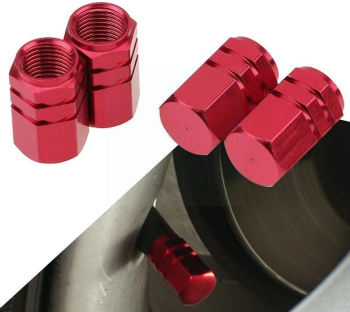 Set capacele auto pentru ventil hexagon rosu 4 buc 