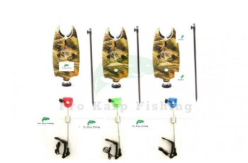 Set pescuit 3 senzori /avertizori baterii 9v cu 3 swingere cu led si 3 picheti 