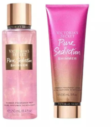 SET VICTORIA SECRET PURE SEDUCTION SHIMMER LOTIUNE + SPRAY 