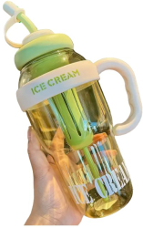 Sticla de Apa Flippy Termica Mentinere 6 Ore 1400 mL cu Pai si Capac PP si Silicon cu Maner Alb 25.5x7.5 cm Verde 