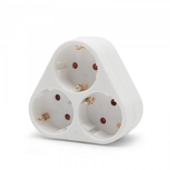 Triplu stecher 3x Schuko distribuitor triplu de perete cu impamantare Delight 