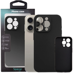 Husa pentru Iphone 15 Pro Spacer grosime 1.5mm material flexibil TPU negru 